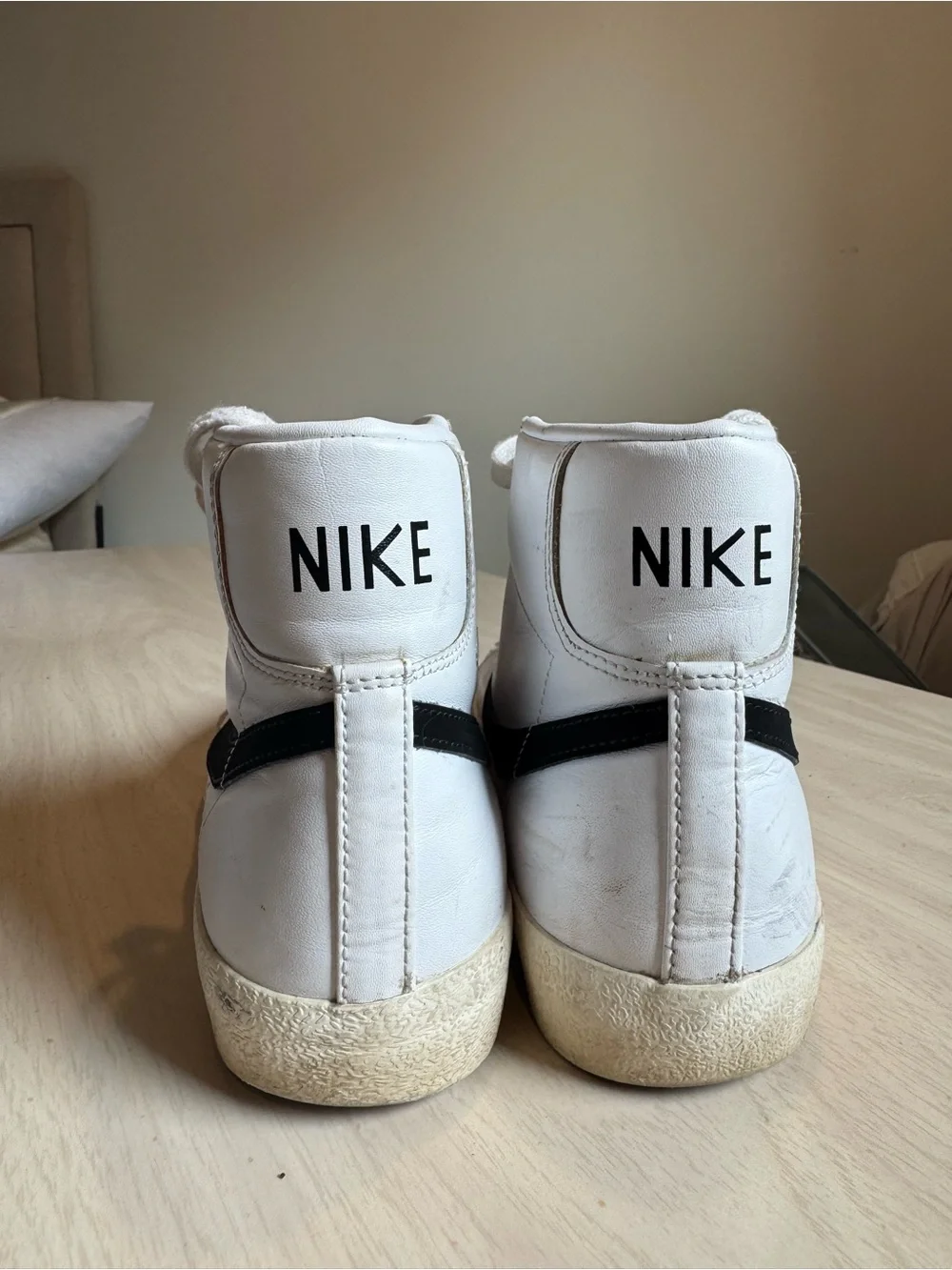 Nike White Women’s High-Top Sneakers with Black Stripe